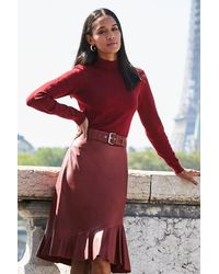 Sosandar - Wine Roll Neck Zip Detail Jumper - Lyst