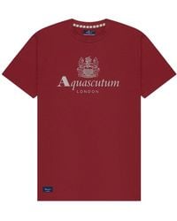 Aquascutum - Active Beach Basic Big Logo Bordeaux Burgundy T-Shirt - Lyst