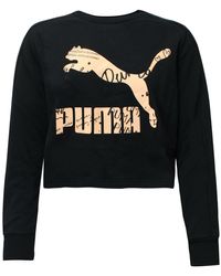 PUMA - Classics Logo Crew Sweatshirt Graphic 595906 71 Textile - Lyst