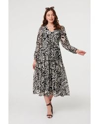 Izabel London - Printed Layered Long Sleeve Maxi Dress - Lyst
