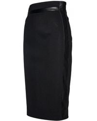 Conquista - Pencil Skirt With Leather Detail - Lyst