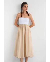 Hiccup - Color Block Pleated Strapless Balloon Skirt Maxi Dress - Lyst