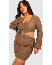 Boohoo - Plus Jersey Knitted O- Ring Beach Dress - Lyst
