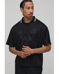 BoohooMAN - Oversized Boxy Varsity Stripe Mesh V Neck Sport T-Shirt - Lyst