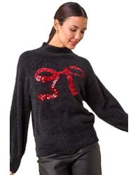 Roman - Festive Sequin Bow Knit Jumper - Lyst