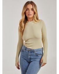 Pink Vanilla - High Neck Ribbed Top - Lyst