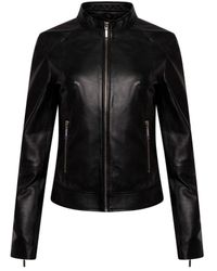 Barneys Originals - Real Leather Moto Biker Jacket - Lyst