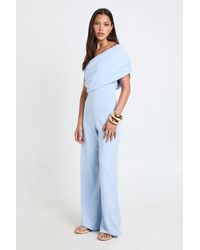 Boohoo - Jersey Crepe Bardot Wide Leg Jumpsuit - Lyst