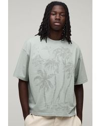 BoohooMAN - Oversized Boxy Palm Print T-Shirt - Lyst