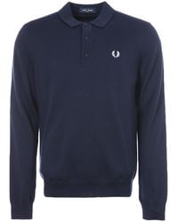 Fred Perry - Classic Knitted Long Sleeve Polo Shirt - Lyst