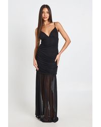 Boohoo - Mesh Cami Floor Sweeping Maxi Dress - Lyst