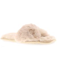 Kisses - Slippers Lulu Slip On Faux Fur Open Toe Textile - Lyst