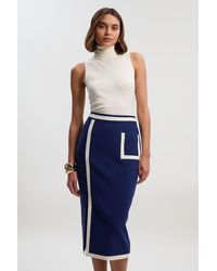 Karen Millen - Petite Compact Stretch Tipped Tailored Pencil Skirt - Lyst