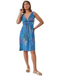 Roman - Abstract Floral Stretch Jersey Dress - Lyst