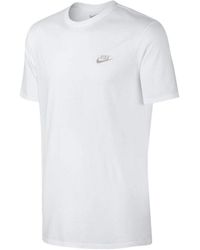 Nike - Geborduurd Futura T-shirt In Wit En Zilverkleurig Logo - Lyst