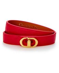 Dior - Red Leather Double Band Cd Bracelet - Lyst