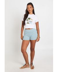 Boohoo - Striped Rib Mini Short - Lyst