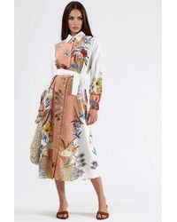 Msn-Collection - Floral Maxi Dress With Button Closure - Lyst