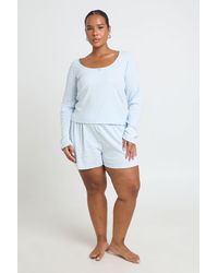Boohoo - Plus Pointelle Scoop Neck Long Sleeve Pyjama Top - Lyst