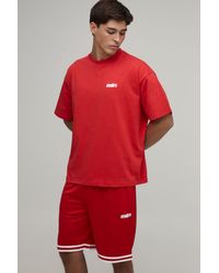 BoohooMAN - Star Applique Oversized T-Shirt & Basketball Short Set - Lyst