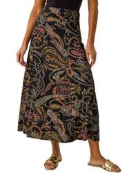 Roman - Modern Paisley Print Midi Stretch Skirt - Lyst