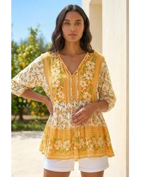 Roman - Floral Border Print V-Neck Overshirt - Lyst