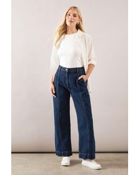 Wallis - Petite Seam Detail Wide Leg Jean - Lyst