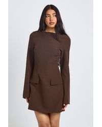 Boohoo - Tall Long Sleeve Slash Neck Tailored Mini Dress - Lyst