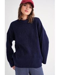 MixRay - Oversized Ribbed Knit Sweater With Crew Neck - Lyst