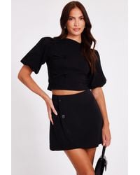 Quiz - Puff Sleeve Crop Top Viscose - Lyst