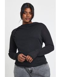 Boohoo - Plus Slash Neck Long Sleeve Top - Lyst