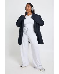 Boohoo - Plus Rib Wide Leg Trouser - Lyst
