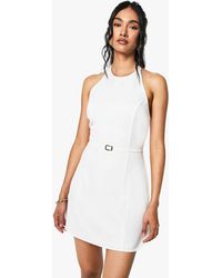 Boohoo - Tailored Buckle Detail Halterneck Mini Dress - Lyst