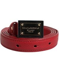 Dolce & Gabbana - Rode Leren Vierkante Metalen Gesp Cintura Riem - Lyst