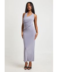 Boohoo - Slinky Halterneck Wrap Detail Maxi Dress - Lyst