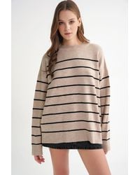 MixRay - Striped Crew Neck Relaxed Knit Pullover Sweater - Lyst