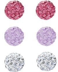 The Jewellery Stockroom - Sterling Set Of 3 4Mm Crystal Glitterball Stud Earrings - Lyst
