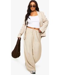 Boohoo - Plus Woven Drawstring Wide Leg Trouser - Lyst