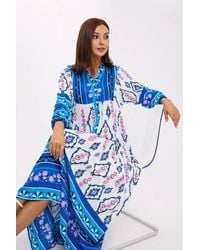 Hiccup - Abstract Print Tiered Shirt Maxi Dress - Lyst