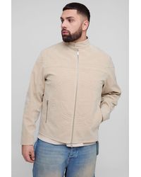 BoohooMAN - Plus Tumbled Faux Suede Embossed Regular Fit Biker Jacket - Lyst