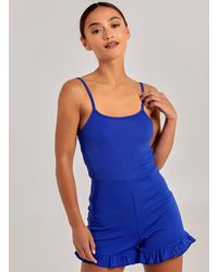 Pink Vanilla - Ribbed Playsuit With Tie - Lyst