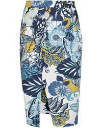 Conquista - Floral Cotton Pencil Skirt - Lyst
