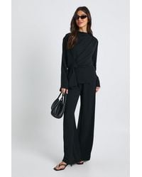 Boohoo - Woven Drape Long Sleeve Blouse & Trouser Co-Ord - Lyst