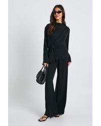 Boohoo - Woven Drape Long Sleeve Blouse & Trouser Co-Ord - Lyst