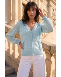Roman - Woven Sleeve Buttoned Knit Jumper - Lyst