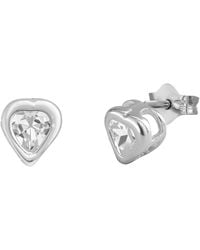 The Jewellery Stockroom - Sterling Cubic Zirconia Valentine's Heart Stud Earrings - Lyst