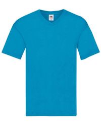 Fruit Of The Loom - Original Plain V Neck T-Shirt (Azure) Cotton - Lyst