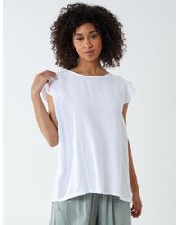 Blue Vanilla - Button Back Frill Shoulder Top - Lyst