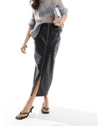ASOS - Zip Detail Leather Look Maxi Skirt - Lyst