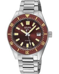 Gevril - Mariner Row Automatic, Ss Case, Bezel, Dial, 316L Stainless Steel Satin Bracelet Watch - Lyst